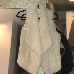 Calvin Klein white faux fur vest